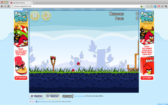 angry birds on web browser
