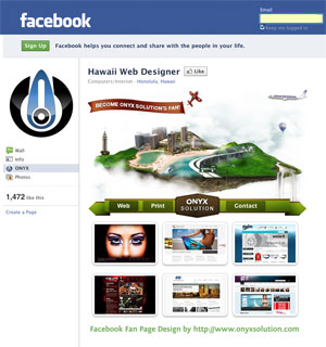 Hawaii web designer facebook fan page design